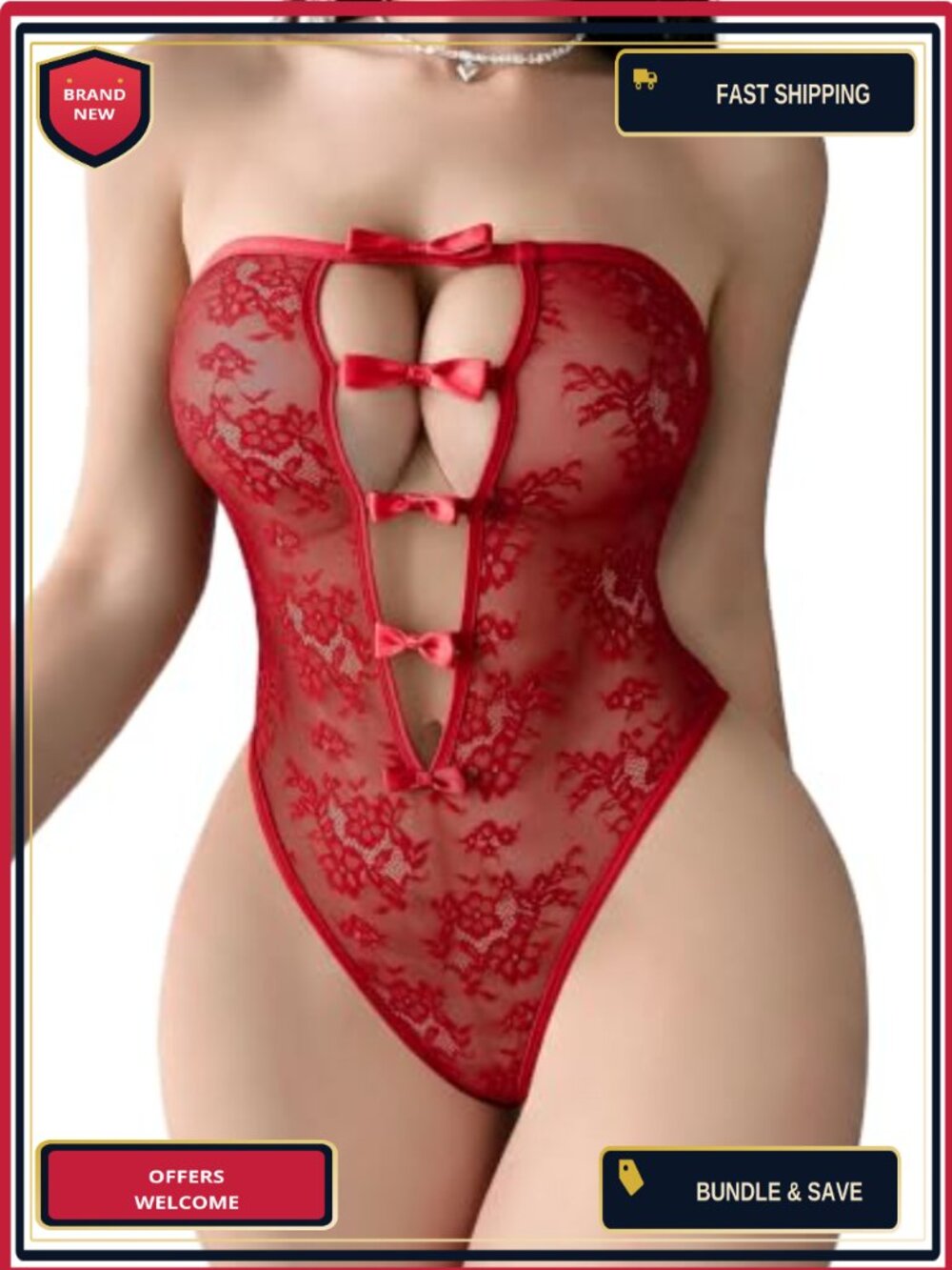 Lace Teddy Bodysuit Mini Babydoll Lingerie One Piece